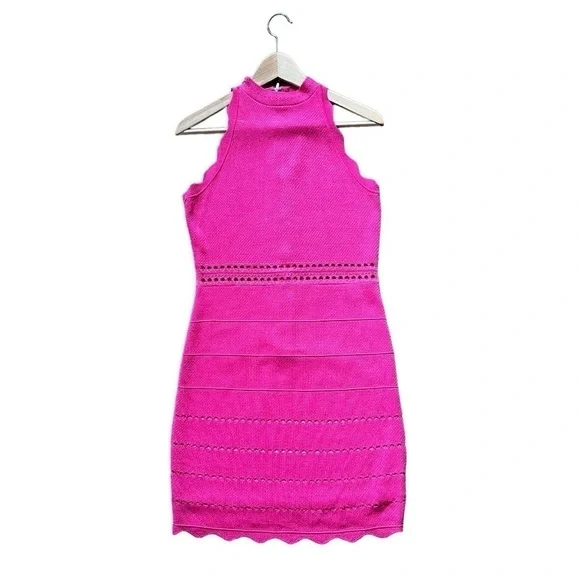Bebe Pink Elissa Scalloped Dress. Size M - Picture 1 of 13